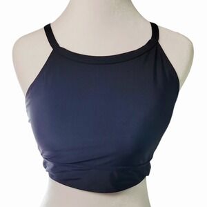 NWOT Women's Black High‎ Neck Sports Bra Small Activewear Crop Top